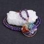 Top Plaza 7 Chakra Healing Crystal Natural Round Gemstone Pendant Necklace Tree of Life Copper Wire Wrapped Beads Necklaces Reiki Jewelry for Women