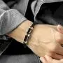 Stainless Steel Sracelet Mens Bracelet Leather with Golden Magnetic Clasp Stainless Steel Sracelet Mens Bracelet Leather with Golden Magnetic Clasp