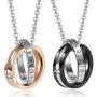 AllerPierce Matching Couples Necklace for His and Her Stainless Steel Eternal Love Couple Necklaces Pendant Set Birthday Wedding Valentine Gifts for Boyfriend Girlfriend