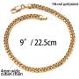 kelistom Gold Cuban Link Anklet Bracelet for Women Men, Flat Diamond Cut Curb Chain 14K Gold / 18K Gold/White Gold Plated Ankle Bracelets for Women Men 9 10 11 inches