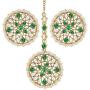 Aheli Wedding Wear Faux Kundan Beaded Round Earrings with Maang Tikka Set Ethnic Indian Jewelry for Women