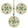 Aheli Wedding Wear Faux Kundan Beaded Round Earrings with Maang Tikka Set Ethnic Indian Jewelry for Women