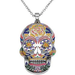 Floral Sugar Skull Necklace