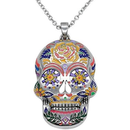 Floral Sugar Skull Necklace