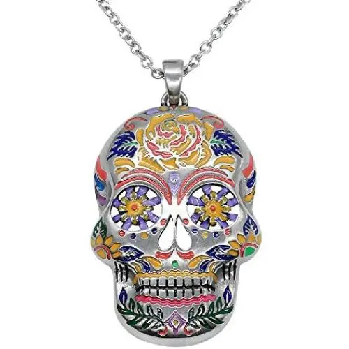 Floral Sugar Skull Necklace Floral Sugar Skull Necklace