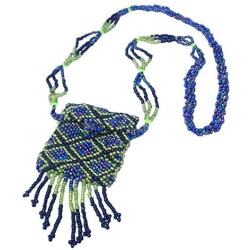 DesignedDazzle Beaded Purse Necklace Native American Medicine Bag (Black Multi Color)