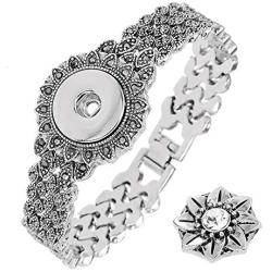 LEGENSTAR Vintage Silver Snap Button Jewelry Bracelets for Women 18-20mm DIY Alloy Interchangeable Charm Bangles Female