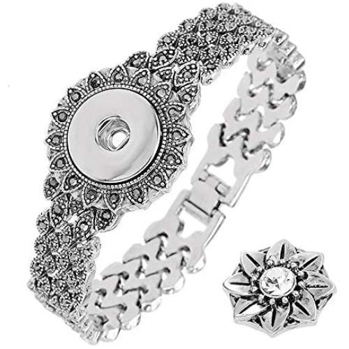 LEGENSTAR Vintage Silver Snap Button Jewelry Bracelets for Women 18-20mm DIY Alloy Interchangeable Charm Bangles Female