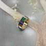 Rainbow Baguette Band Ring Anniversary Eternity Band Cubic Zirconia Ring Crystal Wedding Cocktail Rings Fashion Luxury Jewelry for Women Girl