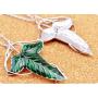YANJIKEJI Elven Green Leaf Brooch Pin Pendant Necklace Earrings with Jewelry Box