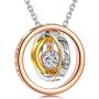QIANSE Mothers Day Gift, Sun of Life, Necklaces Gifts, Three Rings Design Pendant with Engraving Necklace, Crystals Jewelry, Christmas Birthday Gifts