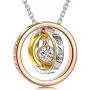QIANSE Mothers Day Gift, Sun of Life, Necklaces Gifts, Three Rings Design Pendant with Engraving Necklace, Crystals Jewelry, Christmas Birthday Gifts