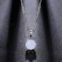 AILUOR Opal Jewelry Set, Sterling Silver Created Simulated Gemstone Round Halo Solitaire Pendant Necklace and Stud Earrings Set