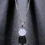 AILUOR Opal Jewelry Set, Sterling Silver Created Simulated Gemstone Round Halo Solitaire Pendant Necklace and Stud Earrings Set