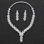 Jorsnovs Cubic Zirconia 2 Pcs Wedding Bridal Jewelry Set Zircon Silver Necklace and Dangle Earrings Gift Set for Party Dress Prom Gown