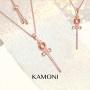 KAMONI Sailor Moon Wand Pendant Necklace Sterling Silver Beauty Soldiers 18K Rose Gold Plated with Cubic Zirconia CZ Necklace Adjustable Length Pearl Chain Jewelry Gifts for Women Girls