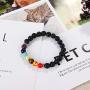 Jstyle 12Pcs Lava Bead Bracelet for Women Men Essential Oil Beads Chakra Yoga Bracelets Set