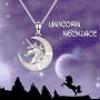 YFN Unicorn Gifts Created Opal Pendant Necklace 925 Sterling Silver Unicorn Jewelry for Women Girls