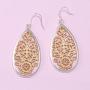 Bohemian Gold & Silver Two Tone Floral Filigree Big Tear Drop Earrings