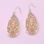Bohemian Gold & Silver Two Tone Floral Filigree Big Tear Drop Earrings