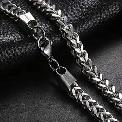 LuxglitterLin Miami Cuban Link Chain Necklace for Men Women 4mm to 6mm Wide 18''-30'' long Curb Chain Stainless Steel Hip Hop Jewelry