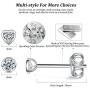 Sterling Silver Stud Earrings for Women Men, 3 Pairs Small Heart Shaped Drop Earrings | Round Cubic Zirconia Stud Earrings Set Dainty Cartilage Earring Tragus Piercing Dangler Jewelry for Girls Lady