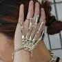 Trustavis Men Womens Halloween Skull Skeleton Hand Bracelet with Ring