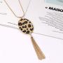 COLORFUL BLING Long Necklace for Women Leopard Quatrefoil Pendant Necklace Bohemia Fringe Tassel Necklaces Y Chain Necklace Fashion Jewelry