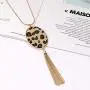 COLORFUL BLING Long Necklace for Women Leopard Quatrefoil Pendant Necklace Bohemia Fringe Tassel Necklaces Y Chain Necklace Fashion Jewelry