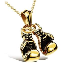 León Jewelry Boxing Gloves Pendant Champion Sports Lover Cool Stylish Solid Stainless Steel Chain Necklace Women Men