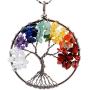 SUNYIK Tumbled Gemstone Tree of Life Pendant Necklace for Women Men