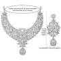 Touchstone Hollywood Glamour Pretty Filigree White Rhinestone Studded Diamond Look Designer Bridal Jewelry hasli Necklace Set for Women in Silver Tone