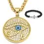 GUNGNEER Iced Out Eye of Horus Egypt Protection Pendant Stainless Steel Necklace Ancient Egyptian Jewelry Talisman GUNGNEER Iced Out Eye of Horus Egypt Protection Pendant Stainless Steel Necklace Ancient Egyptian Jewelry Talisman