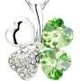 NEVERMORE Shimmering Shamrock Green Four Leaf Clover Crystal Pendant Necklace with Silver Chain for St Patricks Day NEVERMORE Shimmering Shamrock Green Four Leaf Clover Crystal Pendant Necklace with Silver Chain for St Patricks Day