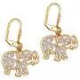 18K Yellow Gold Plated Two Tone Filigree Elephant Drop Earrings (38x17.5mm)