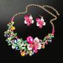 Yuhuan Women Costume jewelry Crystal Statement Necklace and Earrings Sets Chunky Jewelry Set