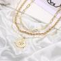 Layered Gold Coin Necklaces for Women, 14K Gold Plated Coin Pendant Vintage Medallion Necklace Heart Crescent Rope Chain Herringbone Snake Cuban Paperclip Chain Coin Necklaces for Women Jewelry