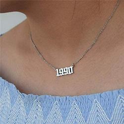 RTY Stainless Steel Birth Year Necklace Initial Year Number Pendant Necklace, 18k Gold Wedding Date Necklace Friendship Jewelry