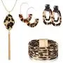 LOYALLOOK 4Set Leopard Jewelry Set Leopard Bracelet Acrylic Hoop Earring Statement Leopard Long Tassel Pendant Necklace for Women LOYALLOOK 4Set Leopard Jewelry Set Leopard Bracelet Acrylic Hoop Earring Statement Leopard Long Tassel Pendant Necklace for Women