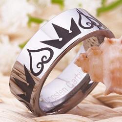 Cosplay Jewelry 8mm Silver Pipe Kingdom Hearts & Crowns Design Ring Wedding Ring Engagement Ring-Free Inside Engraving