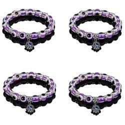 Caiyao 4 Pcs Evil Eye Bead Bracelet Hamsa Hand Fatima Beaded Charm Bracelets Blue Eye Stretch Amulet Bracelets Turkish Evil Eye Good Luck Protection Bracelet Colorful Stretch Kabbalah Jewelry