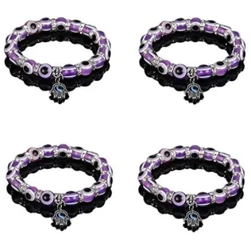 Caiyao 4 Pcs Evil Eye Bead Bracelet Hamsa Hand Fatima Beaded Charm Bracelets Blue Eye Stretch Amulet Bracelets Turkish Evil Eye Good Luck Protection Bracelet Colorful Stretch Kabbalah Jewelry Caiyao 4 Pcs Evil Eye Bead Bracelet Hamsa Hand Fatima Beaded Charm Bracelets Blue Eye Stretch Amulet Bracelets Turkish Evil Eye Good Luck Protection Bracelet Colorful Stretch Kabbalah Jewelry