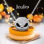 JEULIA Skull Nightmare Necklace for Women 925 Sterling Silver Skull Pendant Necklace Halloween Jewelry Valentine Birthday Gifts for Women Bride Teen Girls