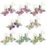 8 Pairs Of Butterfly Earrings, light weight Acrylic Colored Earrings Women And Girls Fashion Jewelry Gift,Earrings Sets (8 Pairs earring set)