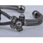 Alilang Womens Jewelry Gothic Punk Skull Floral Halloween Rhinestone Gray Silver Cuff Bracelet