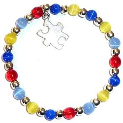 Hidden Hollow Beads Autism Awareness Bracelet, Adult Size, Comes Packaged