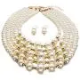 Yuhuan Women Elegant Pearl Jewelry Set Bead Cluster Collar Bib Choker Necklace and Earrings(Ivory) Yuhuan Women Elegant Pearl Jewelry Set Bead Cluster Collar Bib Choker Necklace and Earrings(Ivory)
