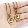 Hermah Gold Plated Zodiac Sign Pendant Necklace for Women Men Leo AriesConstellation Horoscope Pendant Stainless Steel Box Link Chain 22inch