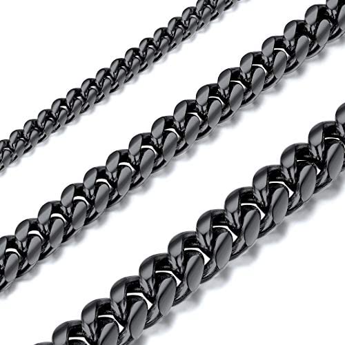Richsteel Chunky Cuban Chain Necklace for Men Boys Women 6mm/10mm/14mm Width Stainless Steel/18K Gold/Black Plated Link Chains with Durable Clasp Hip Hop Jewelry