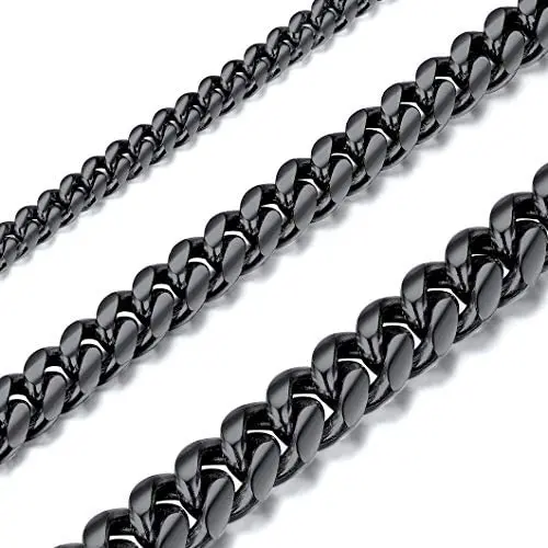 Richsteel Chunky Cuban Chain Necklace for Men Boys Women 6mm/10mm/14mm Width Stainless Steel/18K Gold/Black Plated Link Chains with Durable Clasp Hip Hop Jewelry Richsteel Chunky Cuban Chain Necklace for Men Boys Women 6mm/10mm/14mm Width Stainless Steel/18K Gold/Black Plated Link Chains with Durable Clasp Hip Hop Jewelry